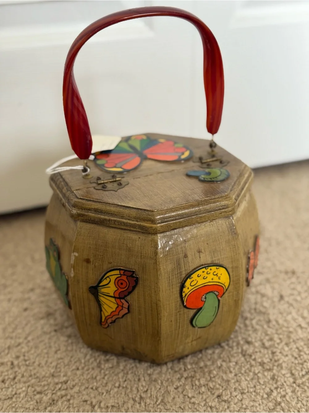 VINTAGE Whimsy Wooden box Hand Bag